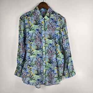 J McLaughlin Women's Size Medium Long Sleeve Button Up Shirt Linen Floral